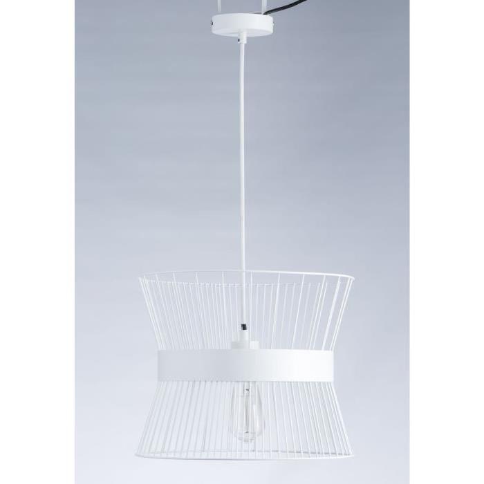 Lustre - suspension cage métal E27 60W diametre 35,3 cm x hauteur 29,7 cm blanc