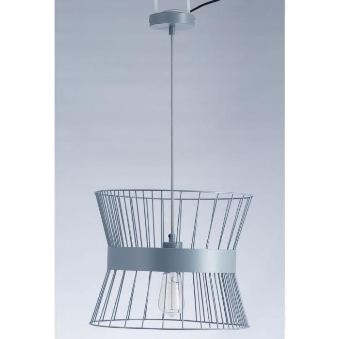 Lustre - suspension cage métal E27 60W diametre 35,3 cm x hauteur cage 29,7 cm gris