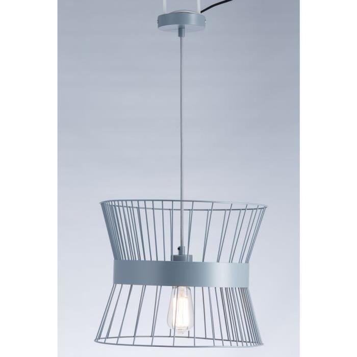 Lustre - suspension cage métal E27 60W diametre 35,3 cm x hauteur cage 29,7 cm gris