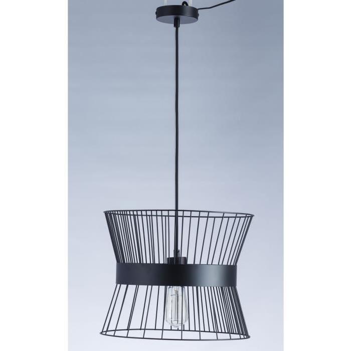 Lustre - suspension cage métal E27 60W diametre 35,3 cm x hauteur 29,7 cm noir