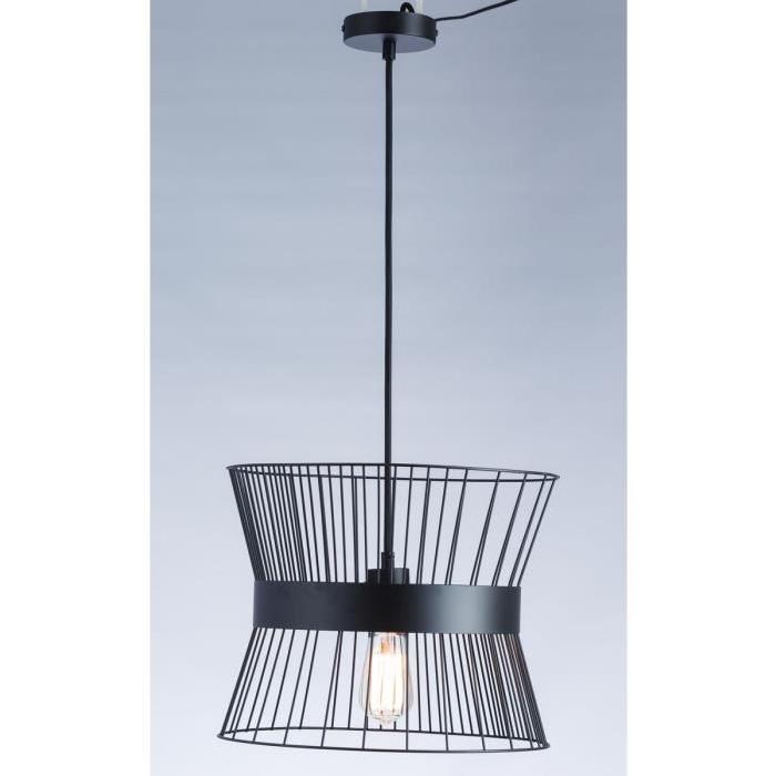 Lustre - suspension cage métal E27 60W diametre 35,3 cm x hauteur 29,7 cm noir