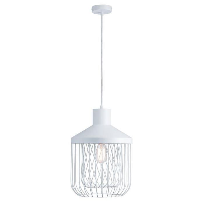 Lustre - suspension cage métal E27 60W diametre 31 cm x hauteur cage 43,7 cm blanc