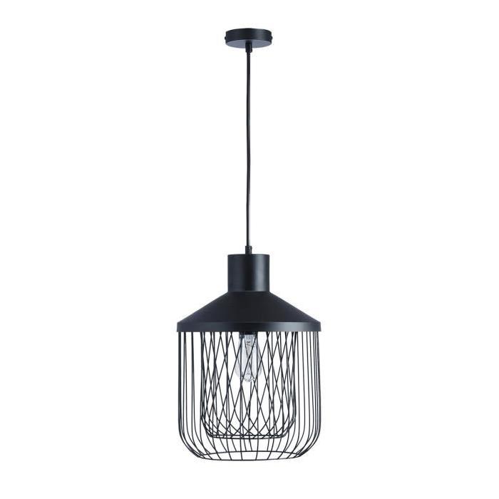 Lustre - suspension cage métal E27 60W diametre 31 cm x hauteur cage 43,7 cm noir