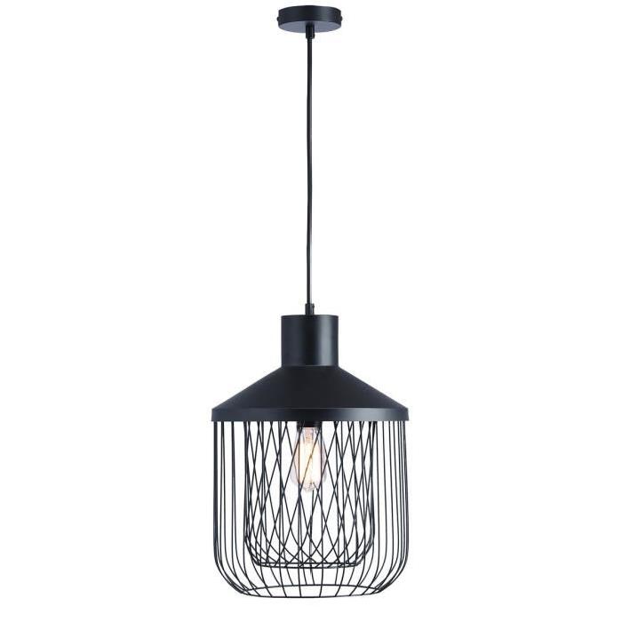 Lustre - suspension cage métal E27 60W diametre 31 cm x hauteur cage 43,7 cm noir