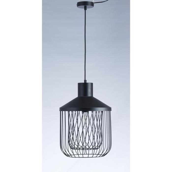 Lustre - suspension cage métal E27 60W diametre 31 cm x hauteur cage 43,7 cm noir