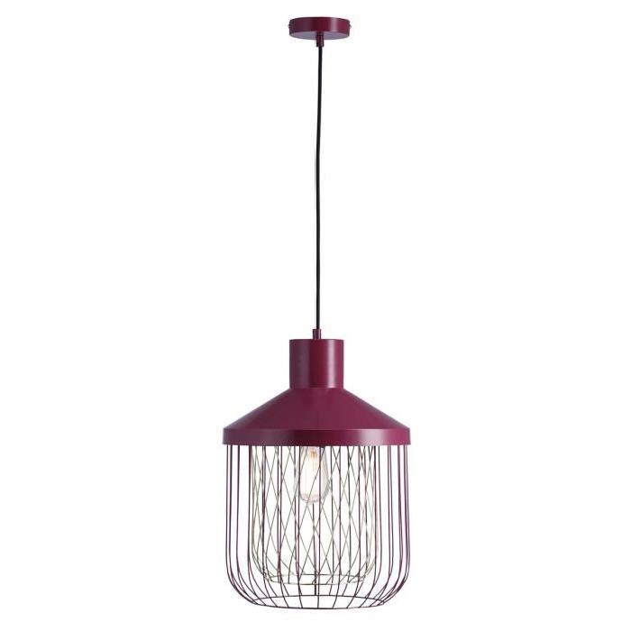 Lustre - suspension cage métal E27 60W diametre 31 cm x hauteur 43,7 cm rouge