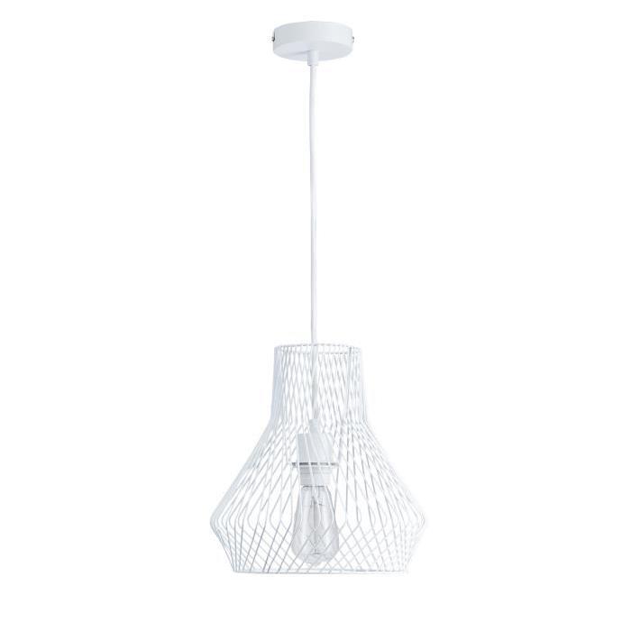 Lustre - suspension cage métal E27 60W diametre 29 cm x hauteur 27,7 cm blanc