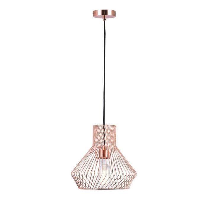 Lustre - suspension cage métal E27 60W diametre 29 cm x hauteur 27,7 cm cuivré