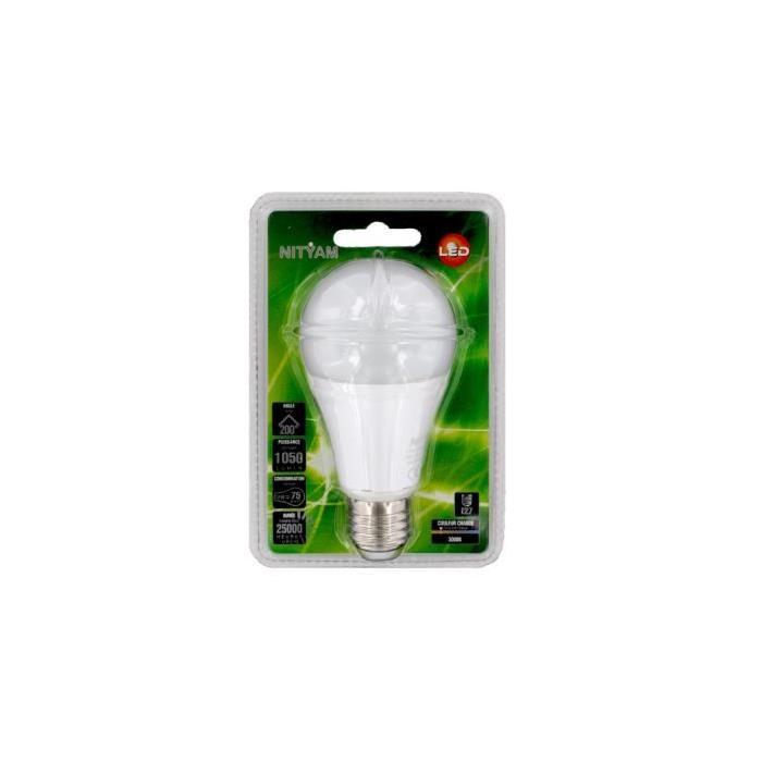 NITYAM Ampoule Led E27 standard globe 12W blanc chaud équivalent 75W