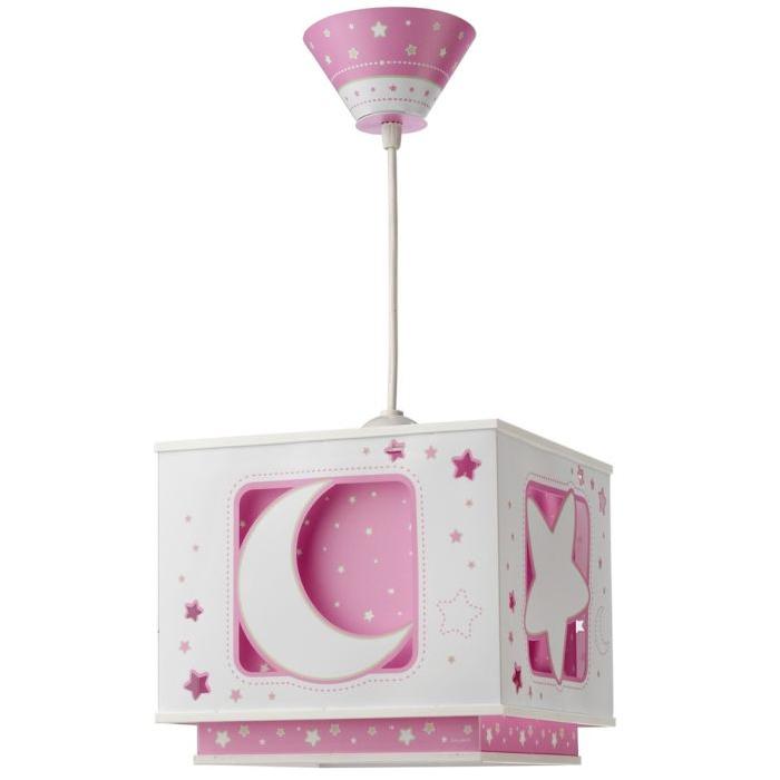 Lustre - suspension carrée enfant Etoiles roses enfant