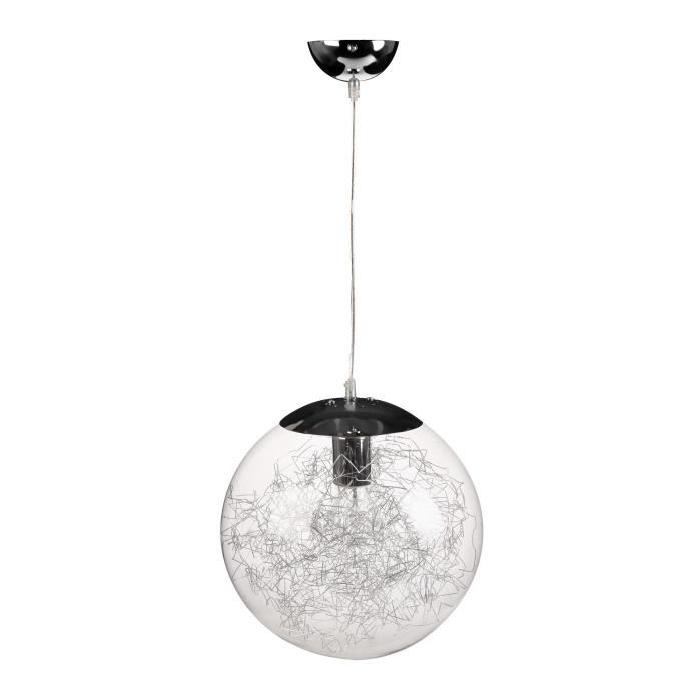 alambre Lustre - suspension ř40cm en verre et filament métallique longueur 120 cm reglable