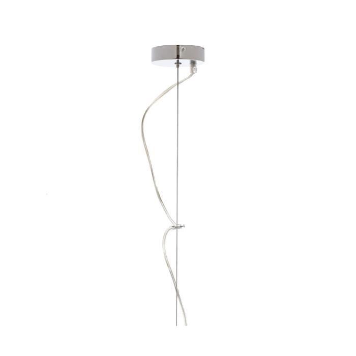 Lustre en lignes ajourées et chromées + diffuseur PVC - Ř 55 cm