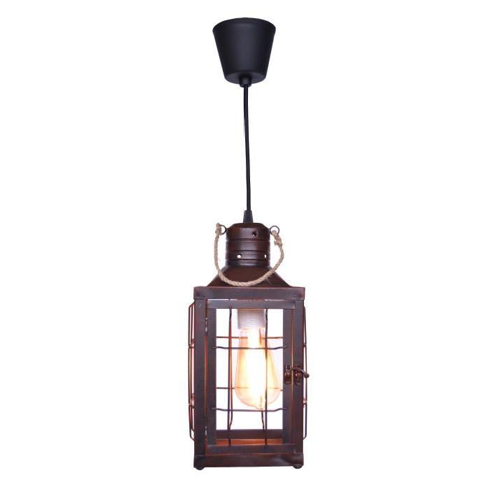 Lustre en bois couleur rouille - L 135 cm