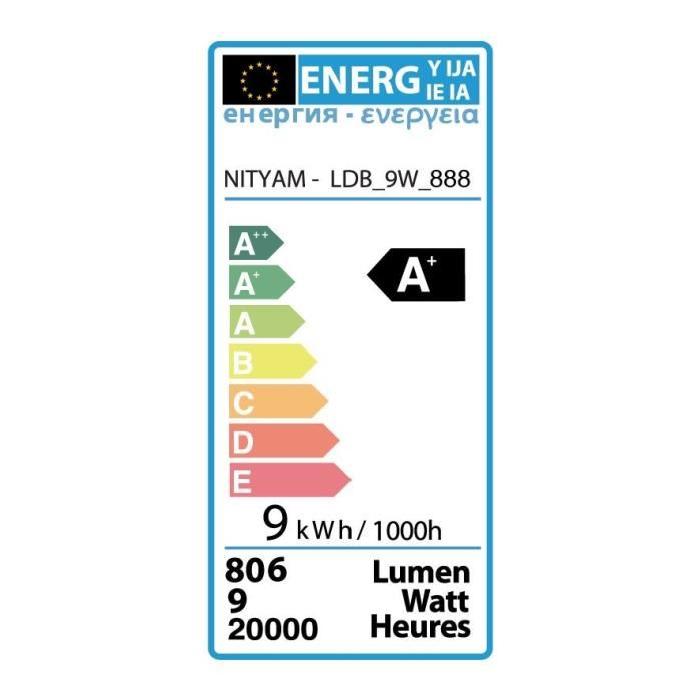 NITYAM Lot de 3 ampoules standard LED E27 9W équivalence 60W blanc chaud