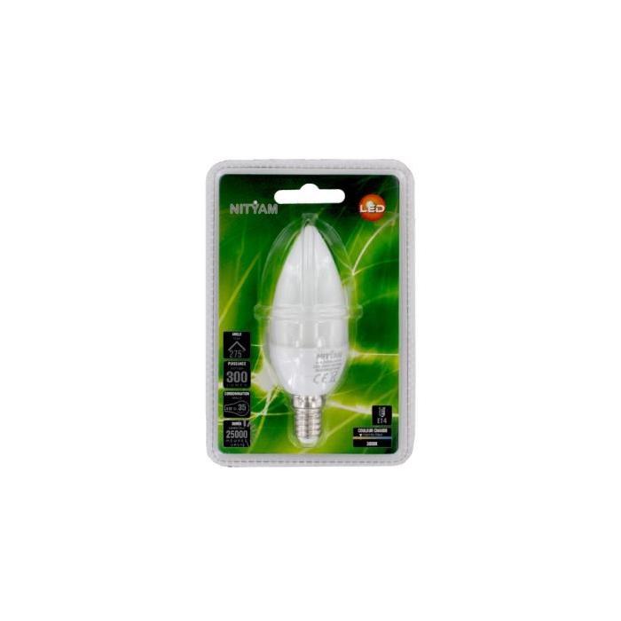 NITYAM Ampoule Led E14 flamme 4W blanc chaud équivalent 35W