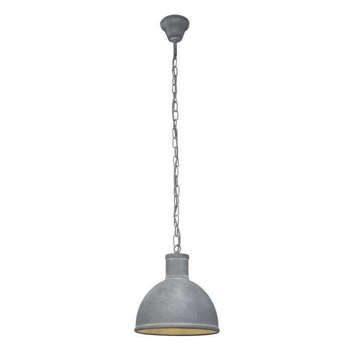 Lustre - suspension style industriel Bente diametre 30 cm E27 60 W gris ciment