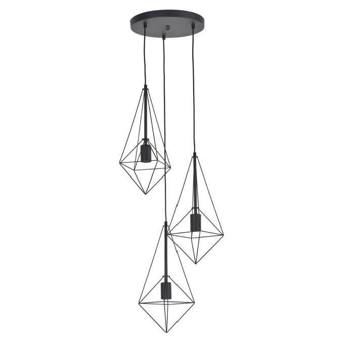 BIJOU Suspension 3 lumieres D 35 x H 172 cm Noir mat