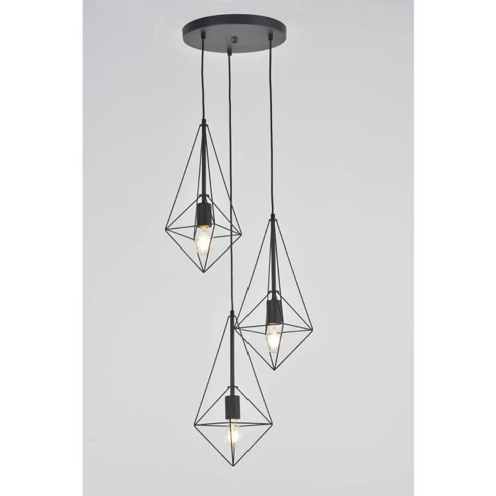 BIJOU Suspension 3 lumieres D 35 x H 172 cm Noir mat