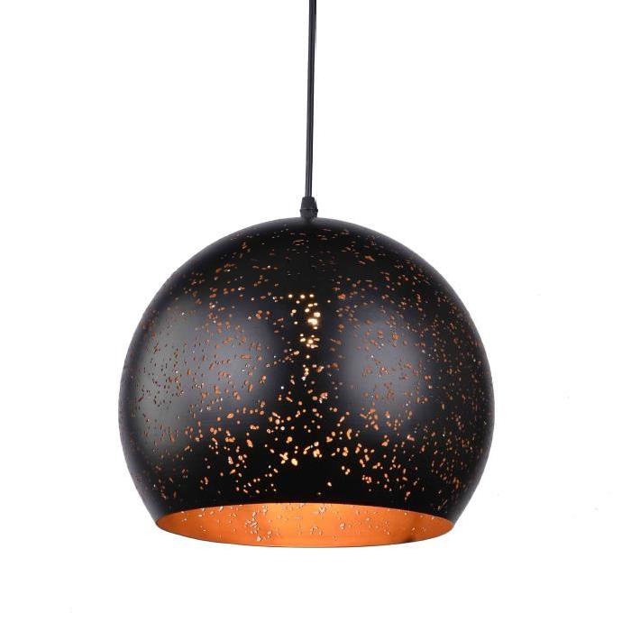 KAORI Suspension en métal - L 30 x P 30 x H 30 cm - Noir intérieur cuivre