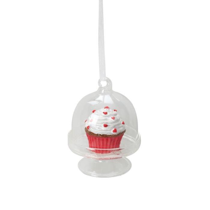 Suspension de Noël Gateau en Verre Rouge 8x6 cm