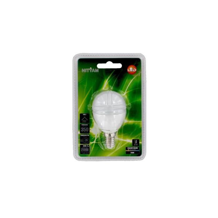 NITYAM Ampoule Led E14 spérique 5W blanc chaud équivalent 35W