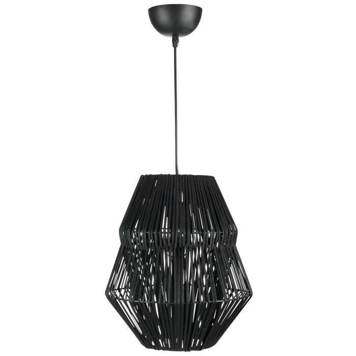 PAULA Lampe suspendue Rotin et Métal 32x32x43 cm Noir