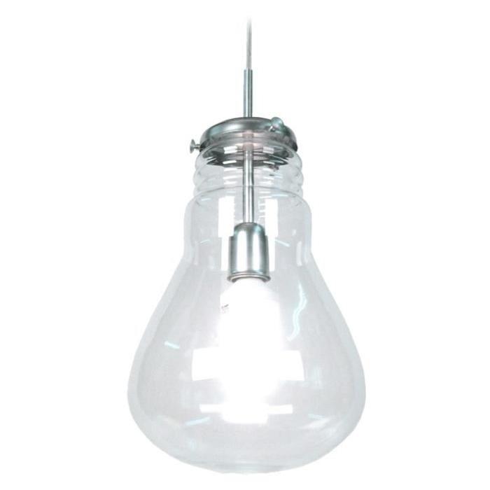 Lustre - suspension verre, forme ampoule traditionel