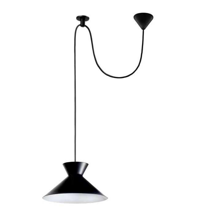 Suspension Leeds - Lustre, câble 150 et fixation au plafon - Métal noir / Blanc - E27 40W