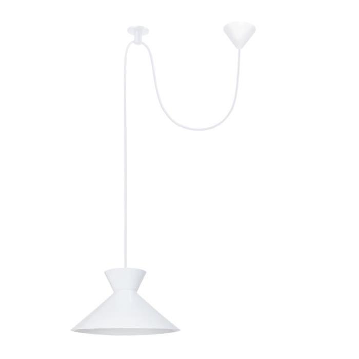 Suspension Leeds - Lustre, câble 150 et fixation au plafon - Métal blanc - E27 40W