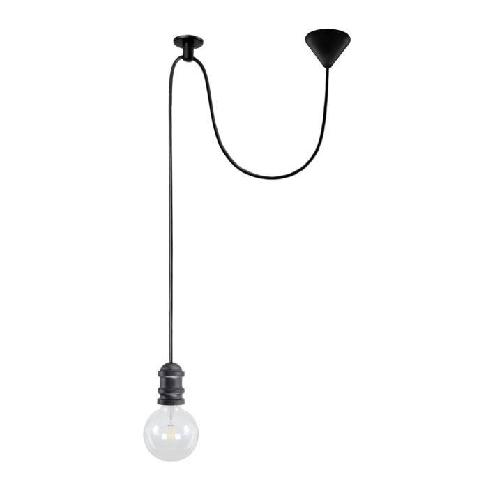 Suspension Norwich - Lustre, câble 150 et fixation au plafon - Noir / Anthracite - E27 40W