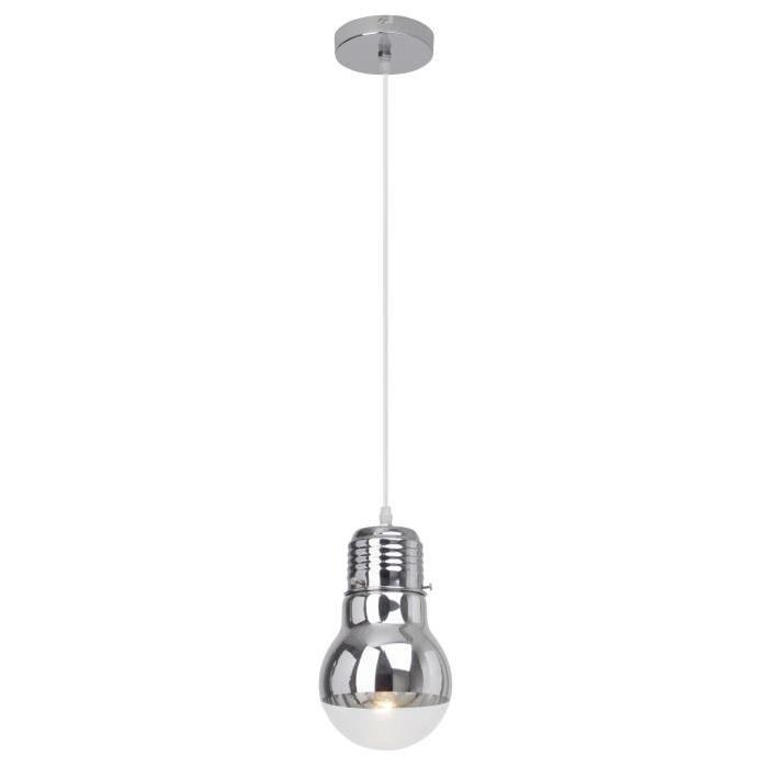 Lustre - suspension a 1 lumiere forme "ampoule" Bulby E27 42W chrome et transparent