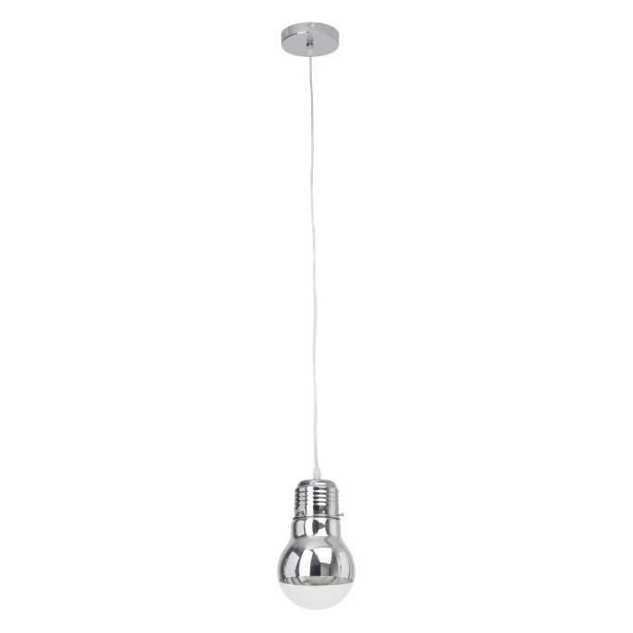 Lustre - suspension a 1 lumiere forme "ampoule" Bulby E27 42W chrome et transparent