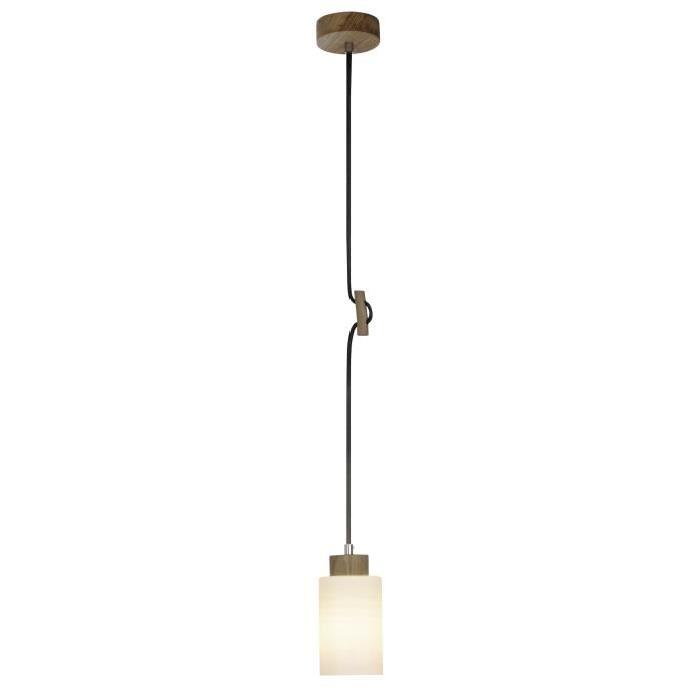 Lustre - suspension a 1 lumiere Nature E27 60W blanc et chene