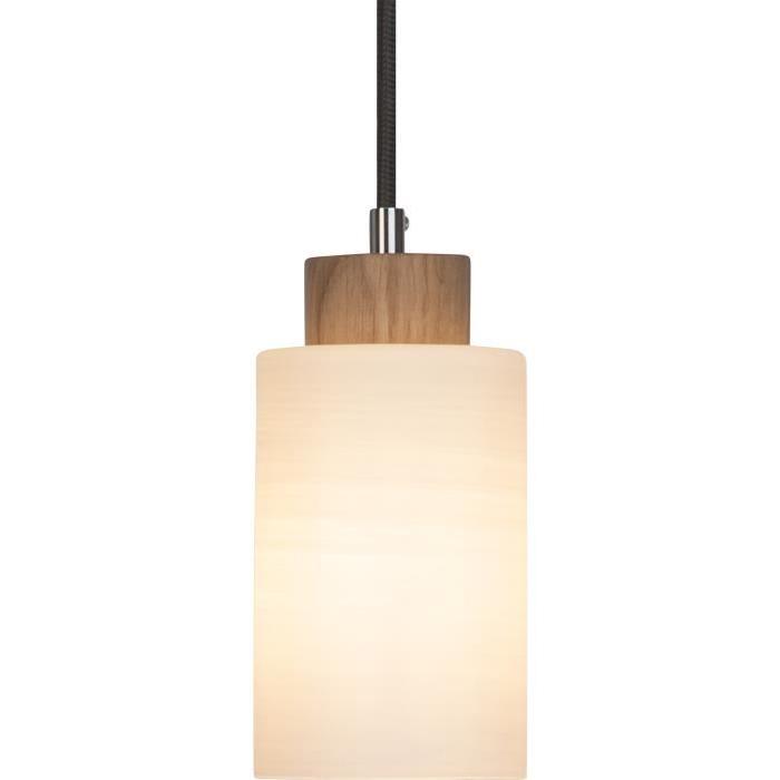 Lustre - suspension a 1 lumiere Nature E27 60W blanc et chene