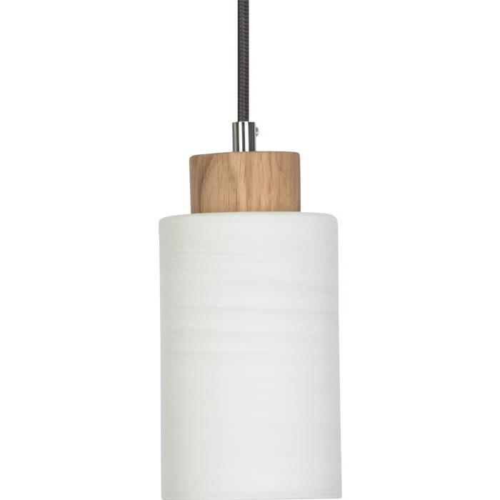 Lustre - suspension a 1 lumiere Nature E27 60W blanc et chene