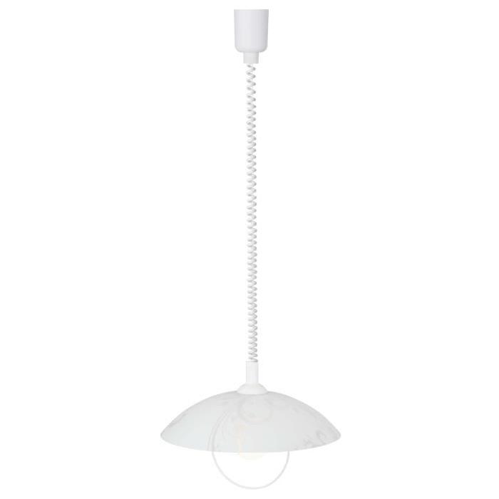 BRILLIANT Lustre - suspension Bona avec motif floral diametre 40 cm E27 60W acier et blanc