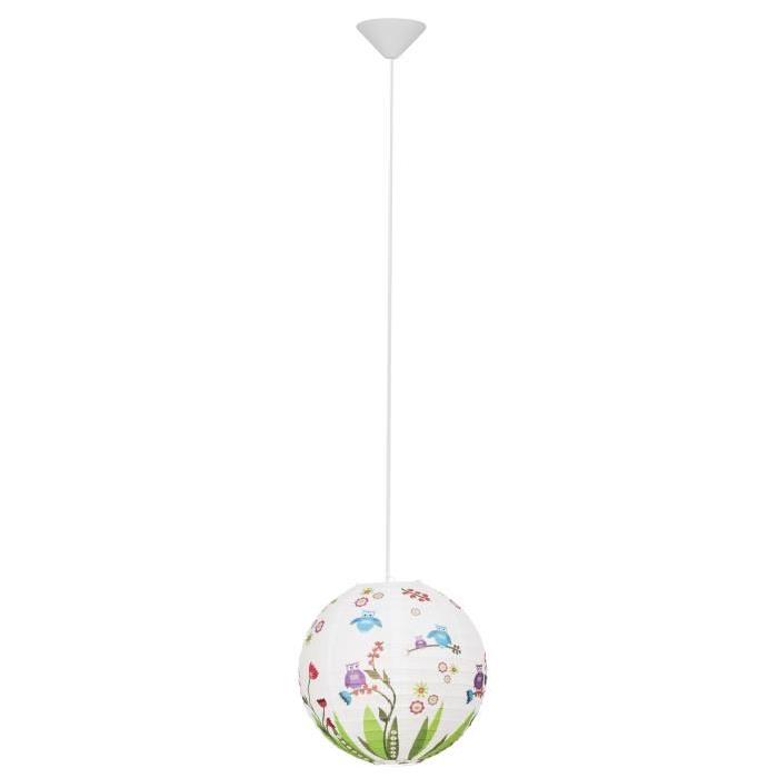 BRILLIANT Lustre - suspension Birds en papier motif nature diametre 30 cm E27 60W blanc