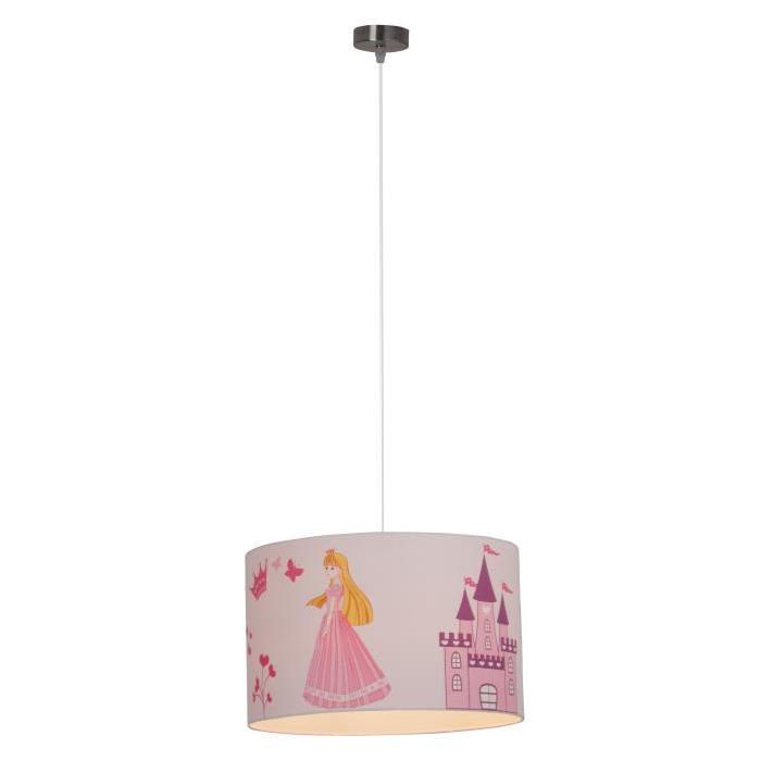 BRILLIANT Lustre - suspension Princess hauteur 100 cm diametre 40 cm E27 60W rose