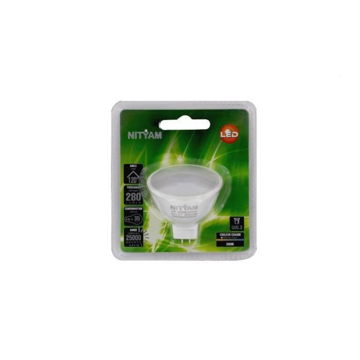 NITYAM Ampoule spot Led GU5.3 4W blanc chaud équivalent 35W