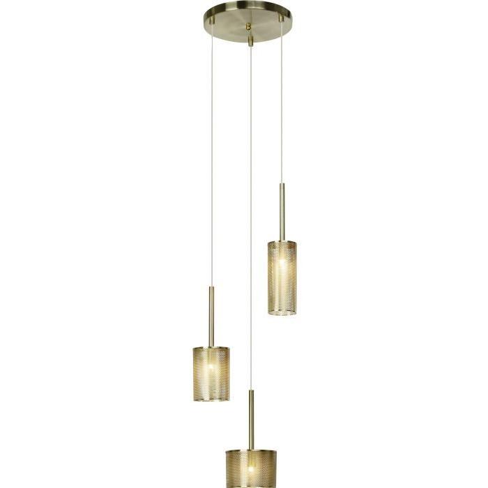 GRACIAN Suspension 3L en métal - 130x25cm - Laiton poli