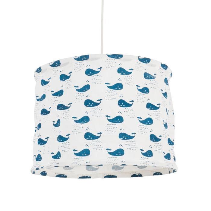 Lustre - suspension baleines pour enfant diametre 35 cm hauteur 25 cm E27 60W bleu