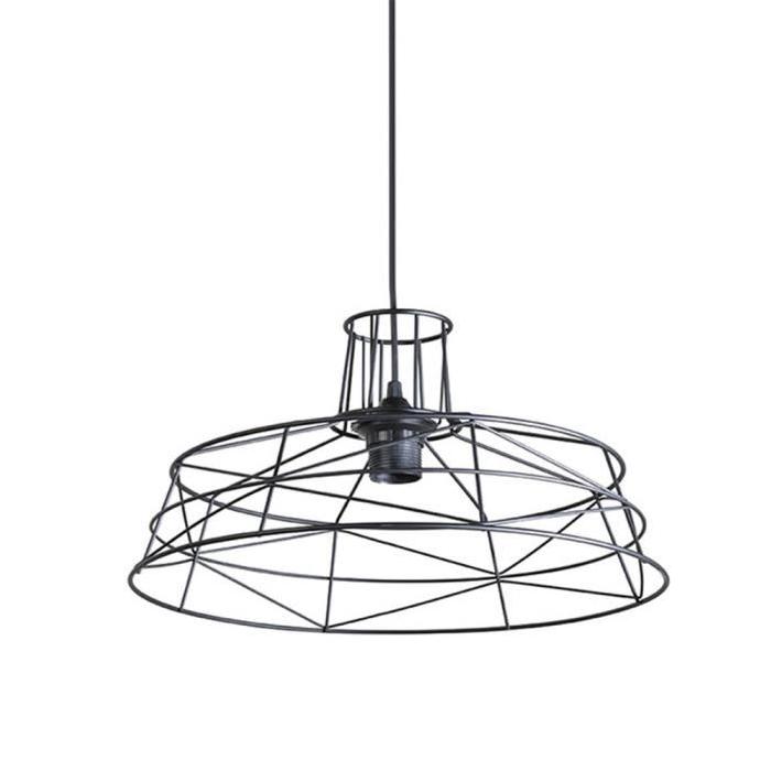 ARIANE Lustre - suspension filaire style industriel 40x21 cm E27 100W noir