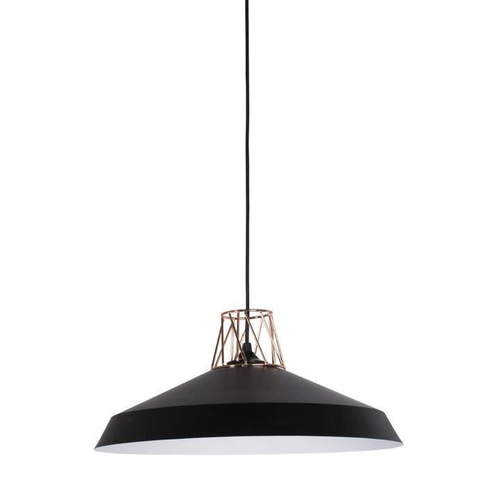 MARTY Lustre - suspension style industriel 40x17 cm E27 100W noir et cuivre