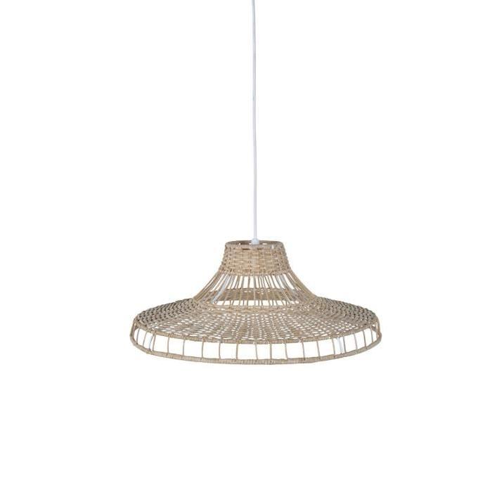 DAWEI Lustre - suspension en rotin 45x20 cm E27 100W beige