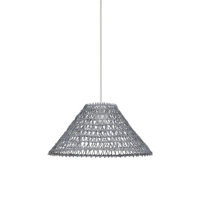 SEMPAI Lustre - suspension conique en rotin tressé 38x19 cm E27 100W gris