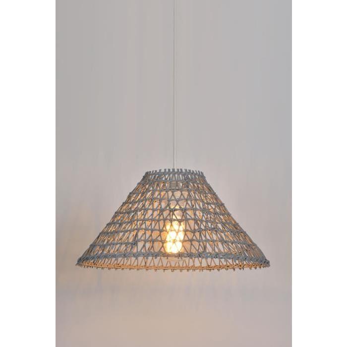 SEMPAI Lustre - suspension conique en rotin tressé 38x19 cm E27 100W gris