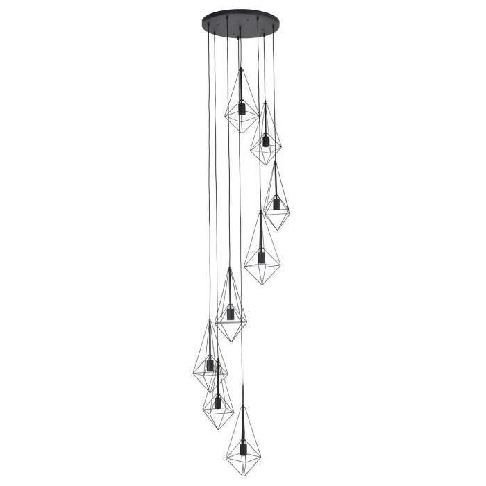 COREP Suspension grappe BIJOU hauteur 305 cm diametre 65 cm E27 40 W noir mat