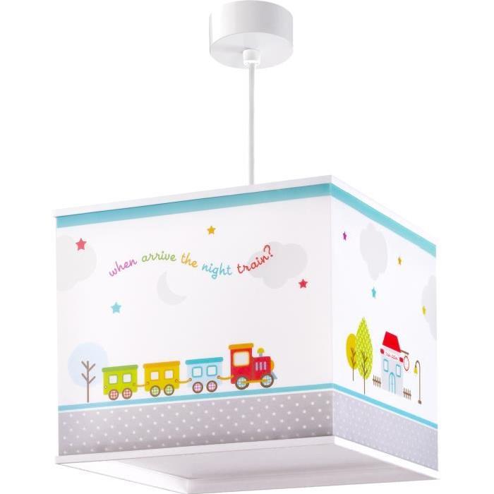 Lustre suspension chambre enfant train - Bleu