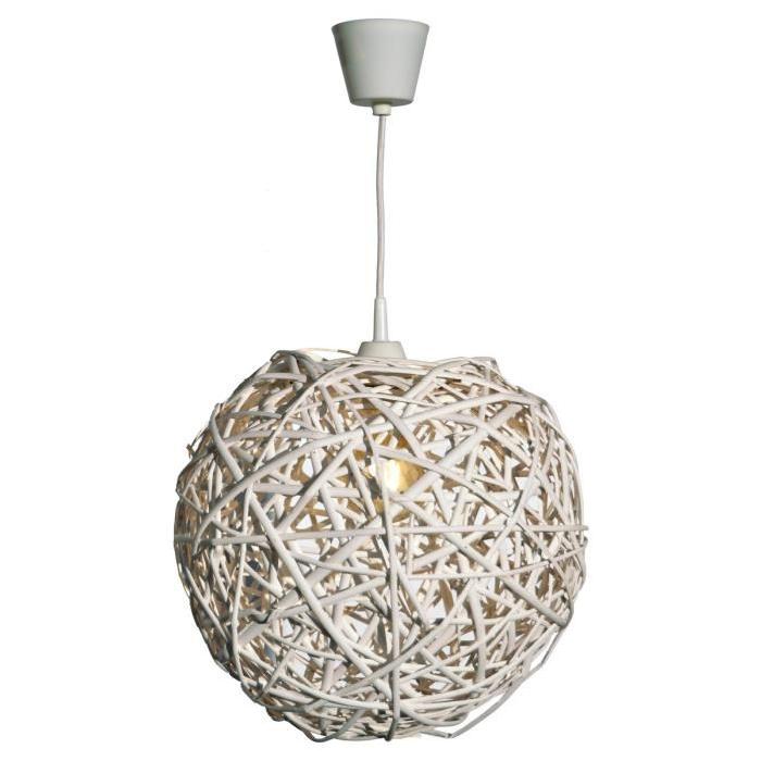 Natura Lustre - suspension perforée en osier Ř35 cm. Coloris blanc