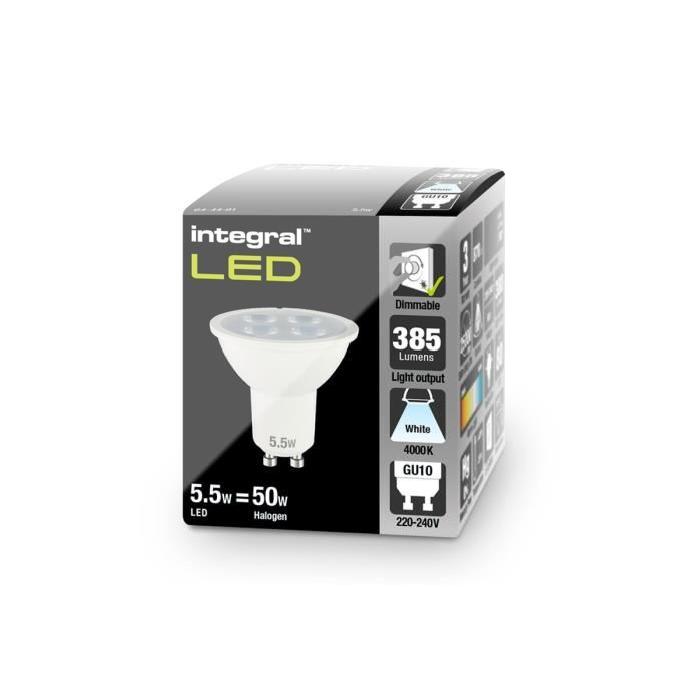 INTEGRAL LED Ampoule Spot GU10 5.5W équivalent a 50W 4000K 385lm Dimmable